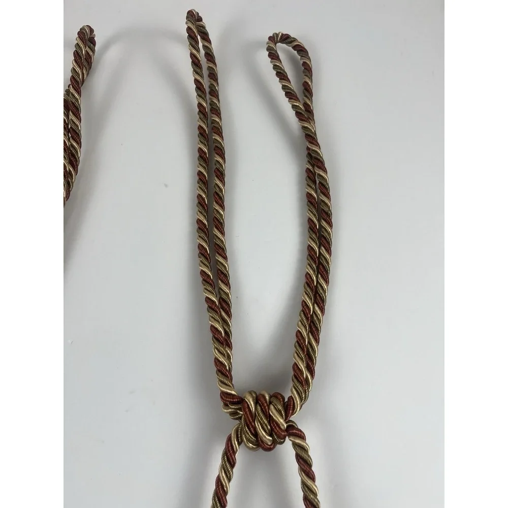 Vintage 90s Set Of Double Tassel Curtain Tiebacks Burgundy & Gold‎